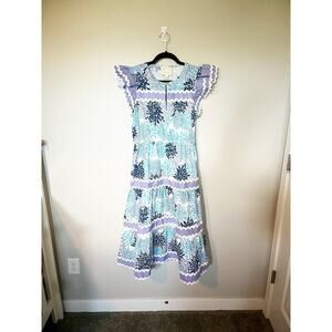 sail to sable bloom print flutter sleeve midi dress size medium NWT